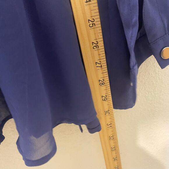 Chicos Blue Sheer Back Anorak Jacket Womens Size 3 (XL) Roll Tab Sleeve Full Zip - Picture 13 of 13